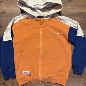 Srsmn Kids Orange and Blue Zip-Up Hoodie